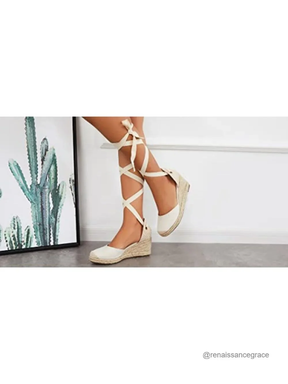 Womens Platform Espadrille Sandals Lace Up Closed Toe Wedge Heel
